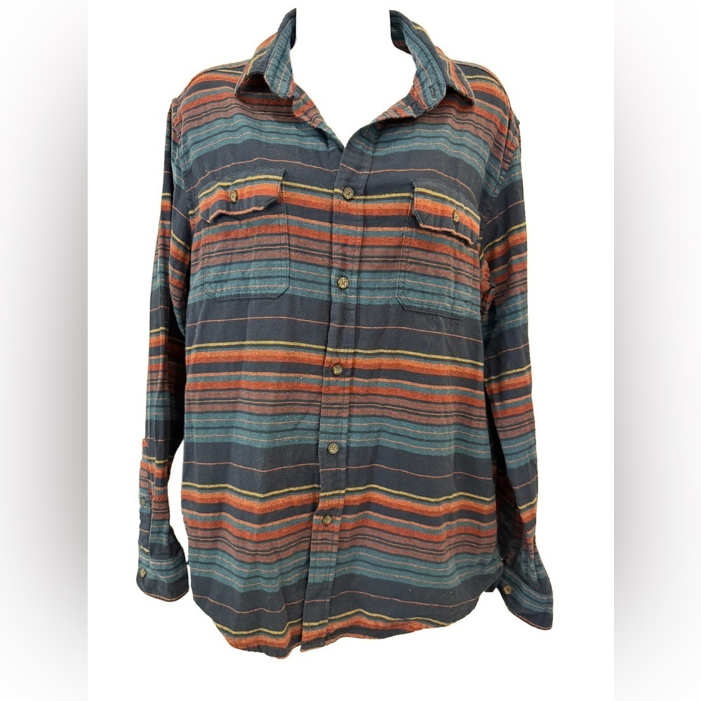 Goodfellow & Co Striped Flannel Button-Up Shirt. Medium